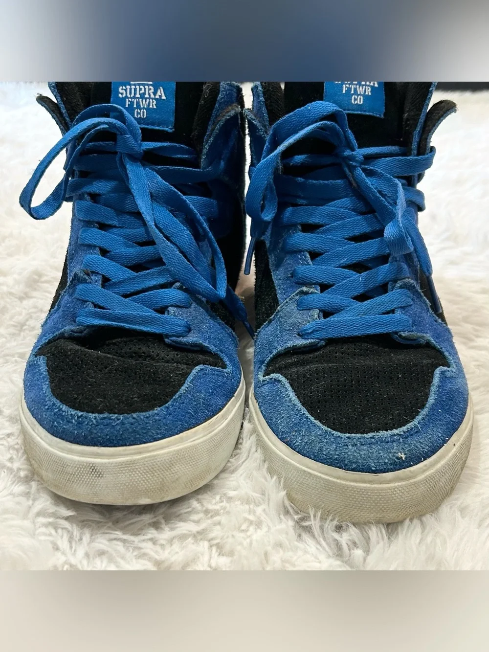 Supra Vaider High Top Skate Shoes Sneakers Men's Size 11 US / 45 EU Blue Black